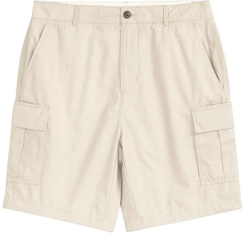 Knowledge Cotton Apparel Men's Fig Loose Cargo Poplin Shorts Light Feather Gray