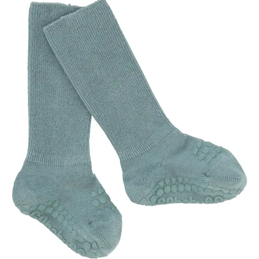 Gobabygo Dusty Blue Non-Slip Strumpor Bambu