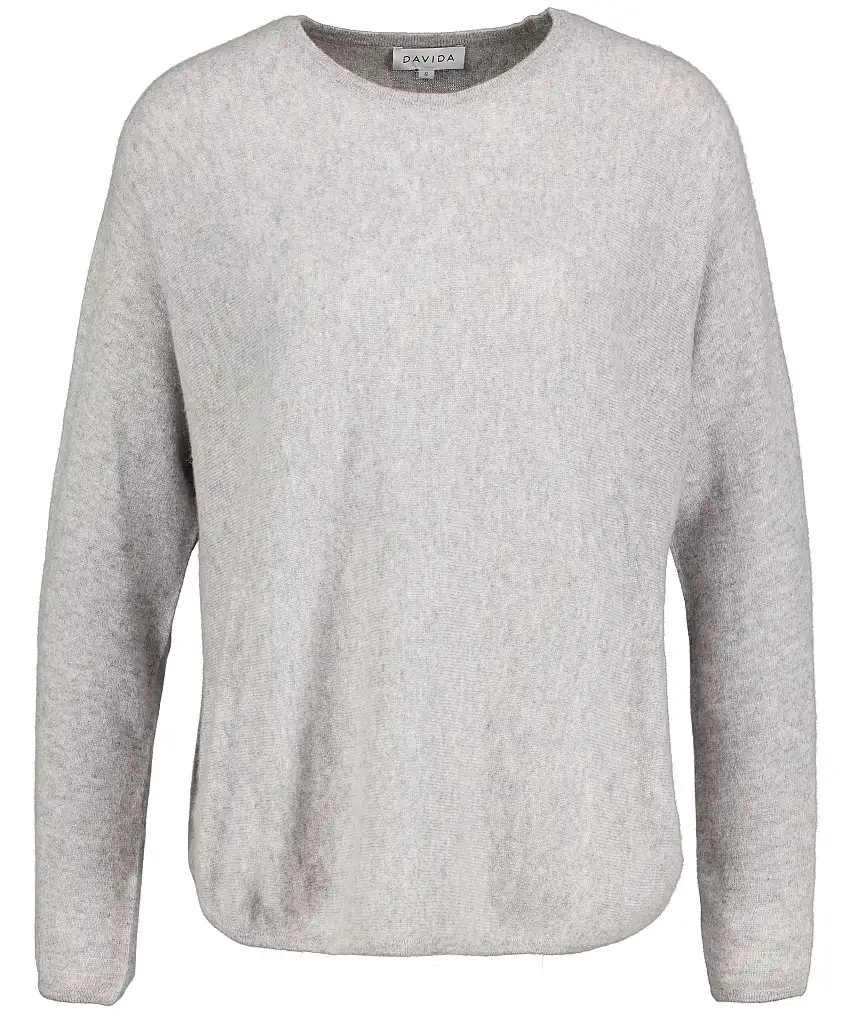 Davida Cashmere Curved cashmere knit - Gråmelerad