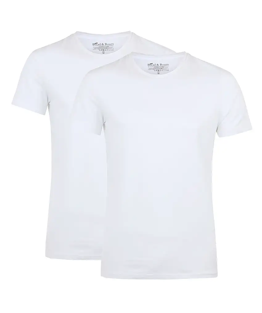Bread&Boxers Mens 2 pack crew neck - Vit