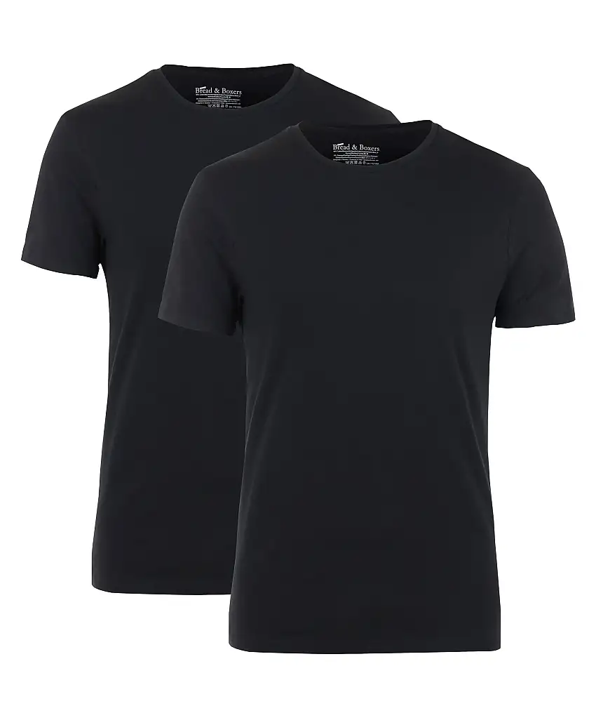 Bread&Boxers Mens 2 pack crew neck - Svart