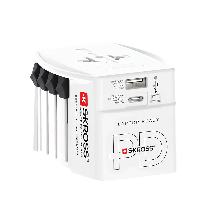 SKROSS World Travel Adapter MUV 65W PD med USB C-kabel