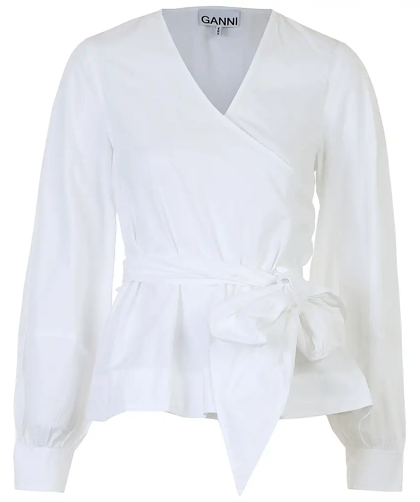 Ganni Cotton poplin blouse - Vit