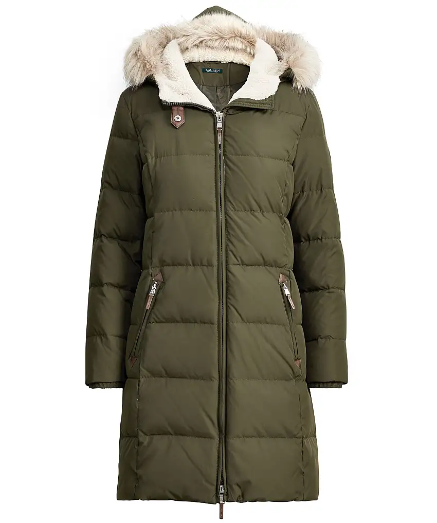 Lauren Ralph Lauren Faux leather trim down - Grön
