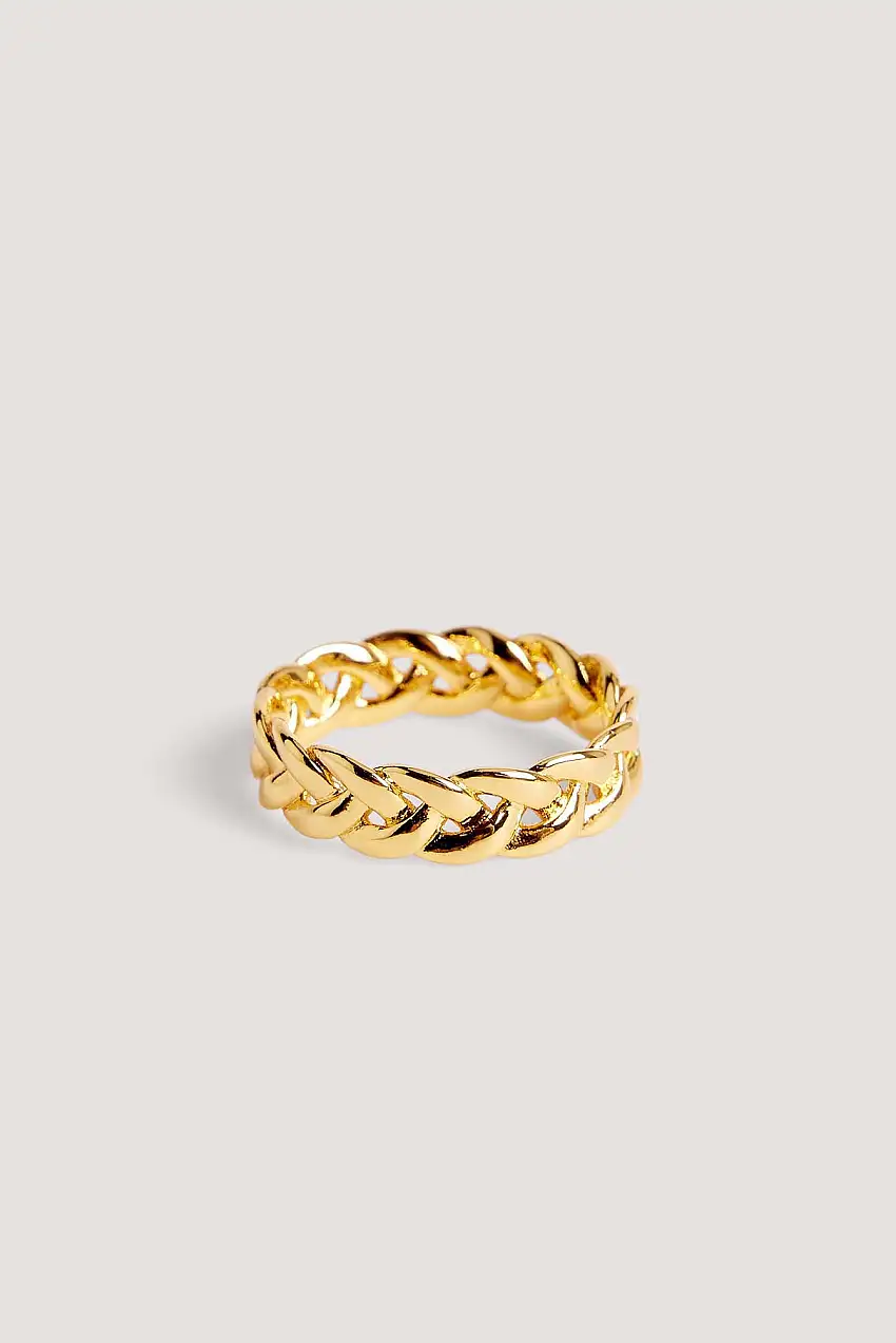 18K guldpläterad flätad ring Guld