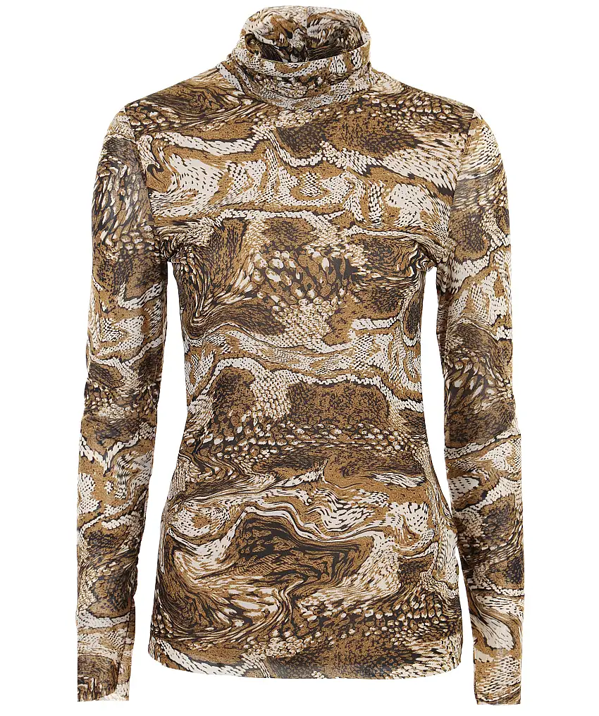 Ganni Printed mesh blouse - Beige