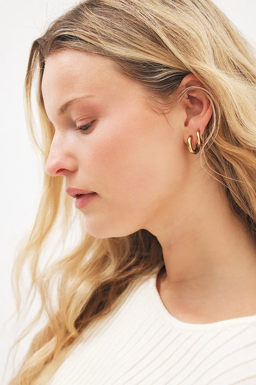 2-pack guldpläterade hoopörhängen Guld