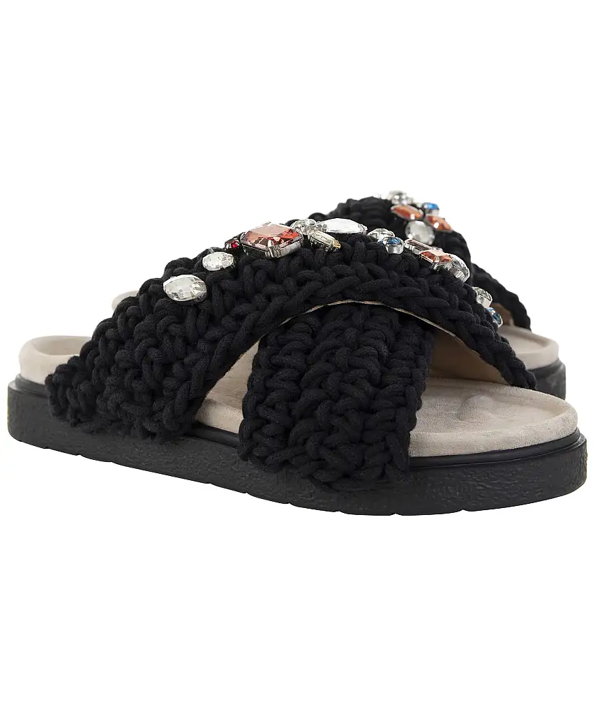 Inuikii Slipper woven stones - Svart