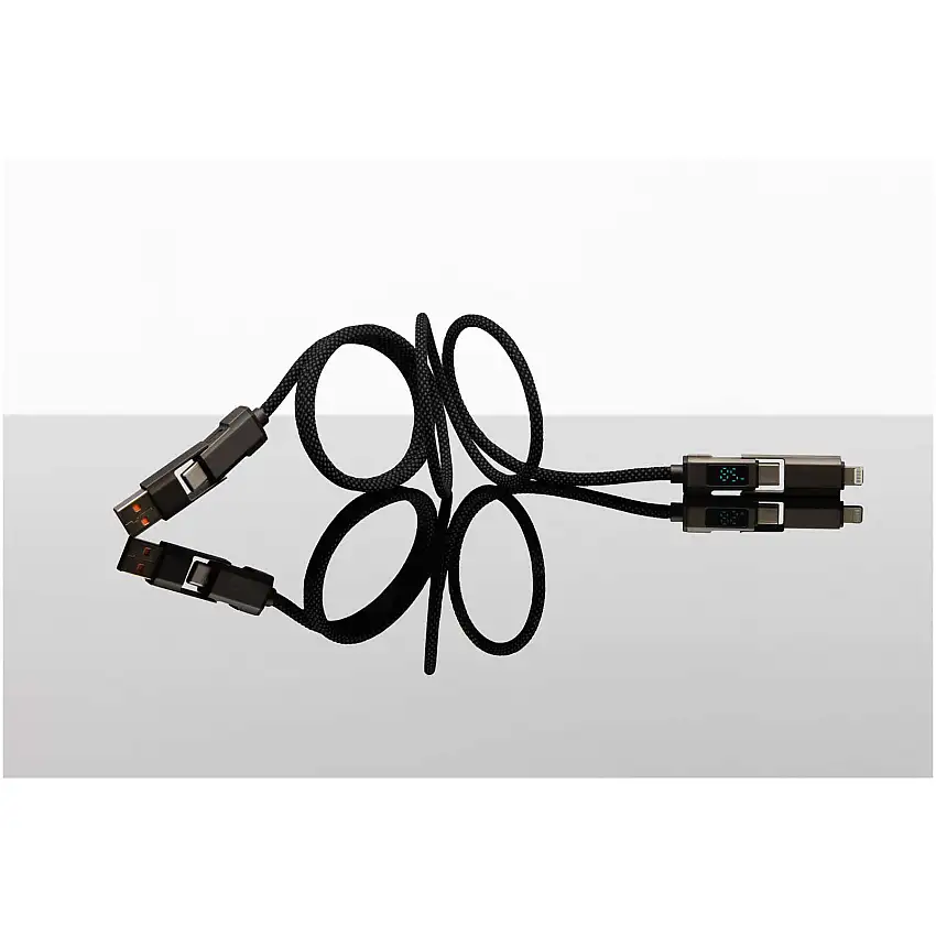 SCX.design C57 100W 4-i-1 rPET-laddningskabel med magnet och display