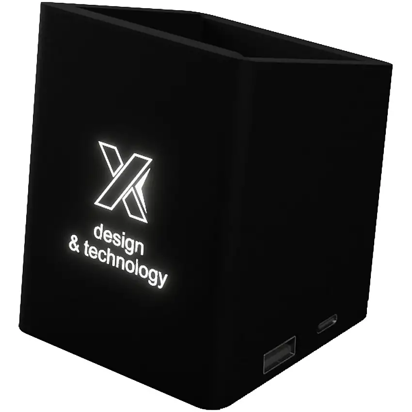 SCX.design O11 antibakteriell pennhållare med upplyst logotyp med dubbla USB-utgångar