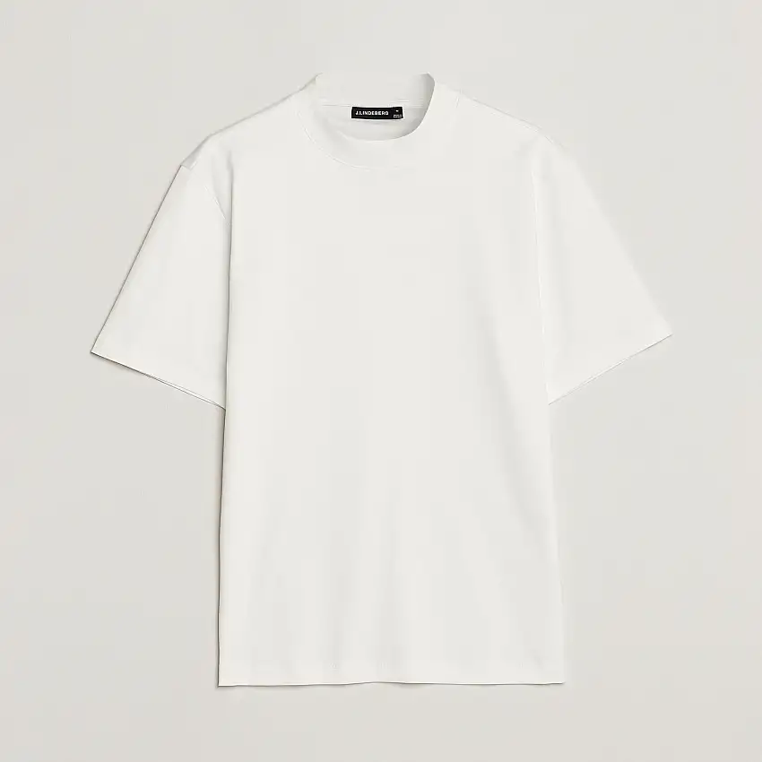 Ace Mock Neck Mercerized Cotton T-Shirt White