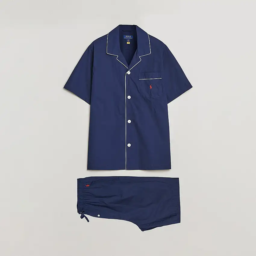 Cotton Short Pyjama Set Solid Navy