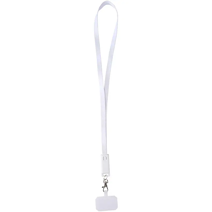 Franz nyckelband för smartphone av återvunnen plast med inbyggd datasynkroniseringskabel och 65 W snabbladdande 5-i-1-kabel