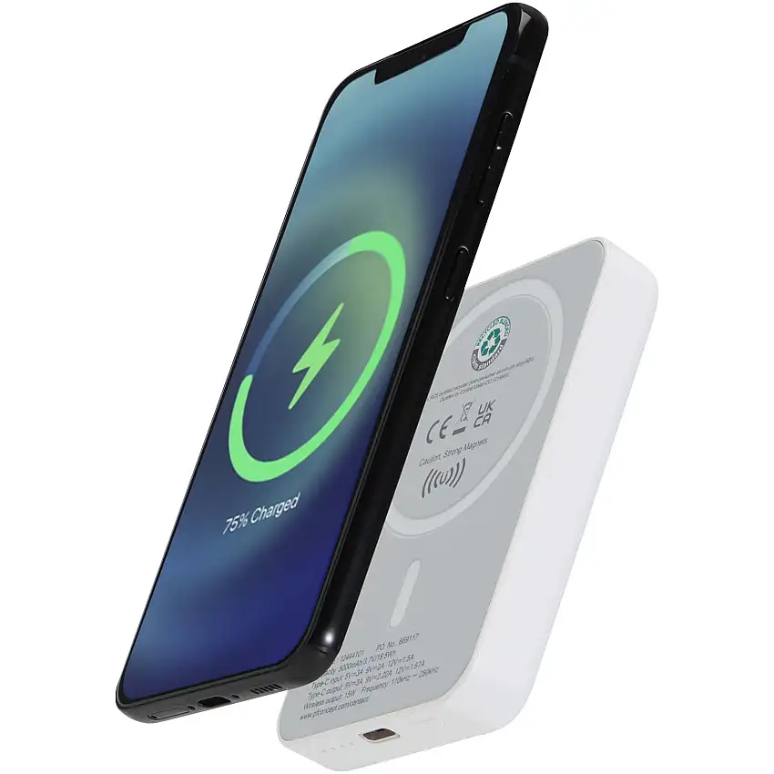 Acrab 5 000 mAh 15 W magnetisk trådlös powerbank med 20 W PD – tillverkad av återvunnen plast