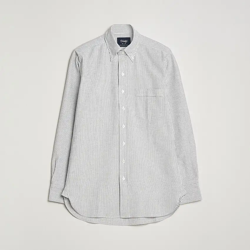 Striped Button Down Oxford Shirt Black