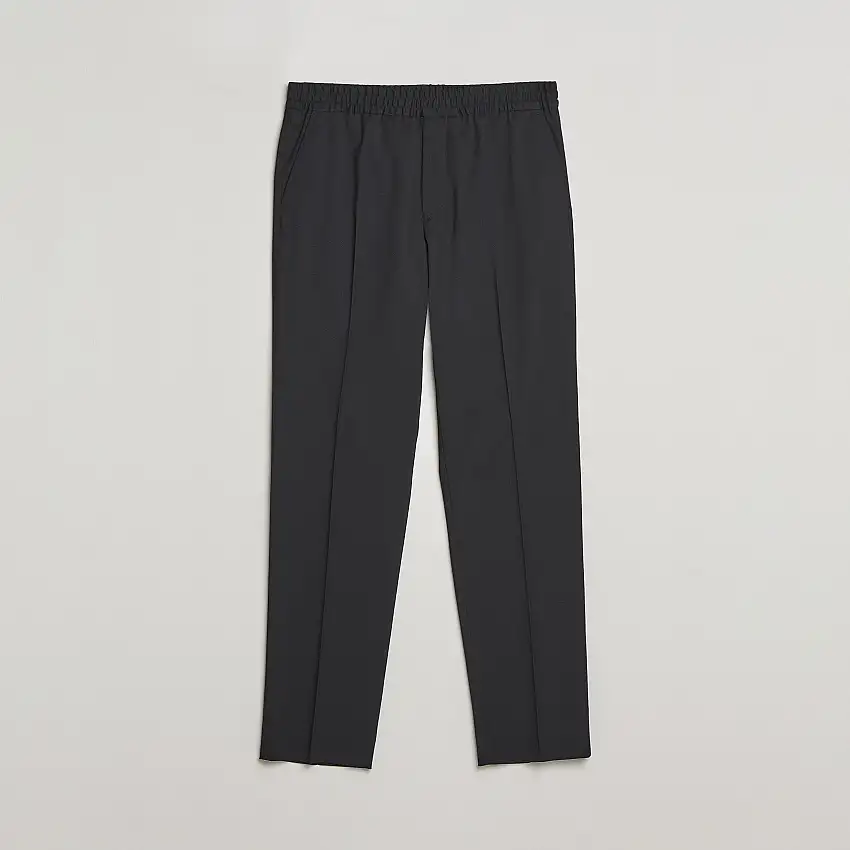 Theo Relaxed Wool Trousers Black