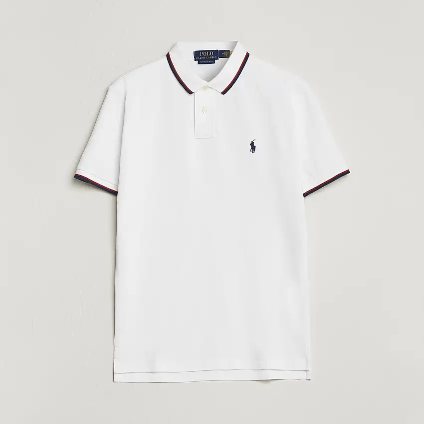 Custom Slim Fit Tipped Polo White