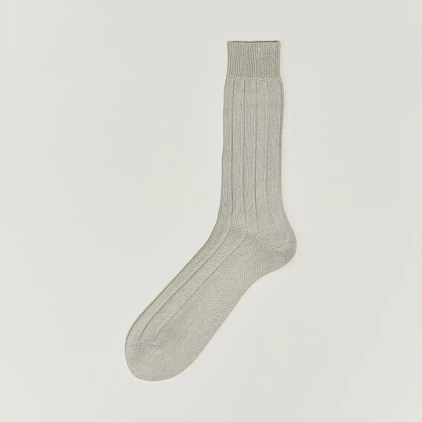 Wide Ribbed Cotton Socks Off White