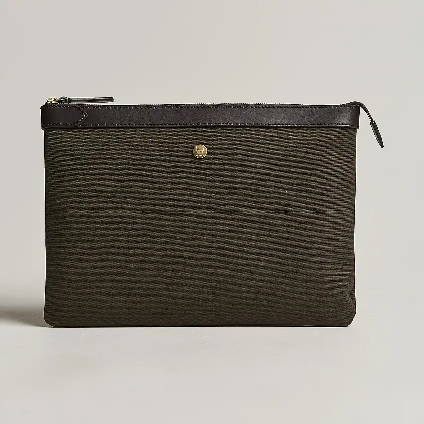 M/S Nylon Pouch Large Army/Dark Brown