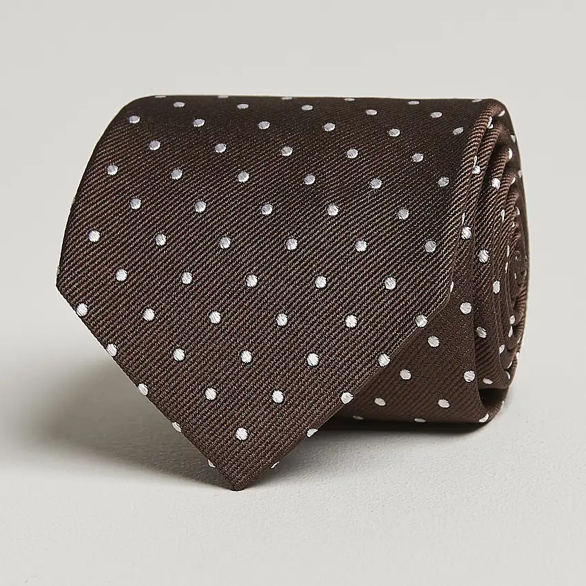 Dot Classic Tie 8 cm Brown/White