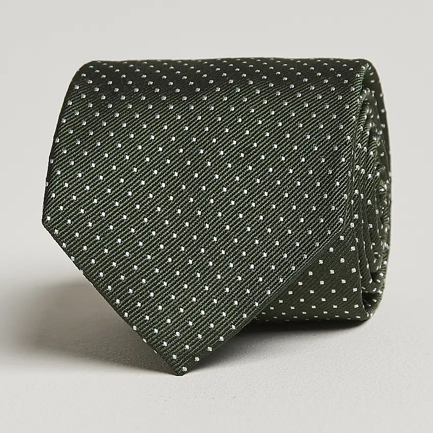 Micro Dot Classic Tie 8 cm Olive/White