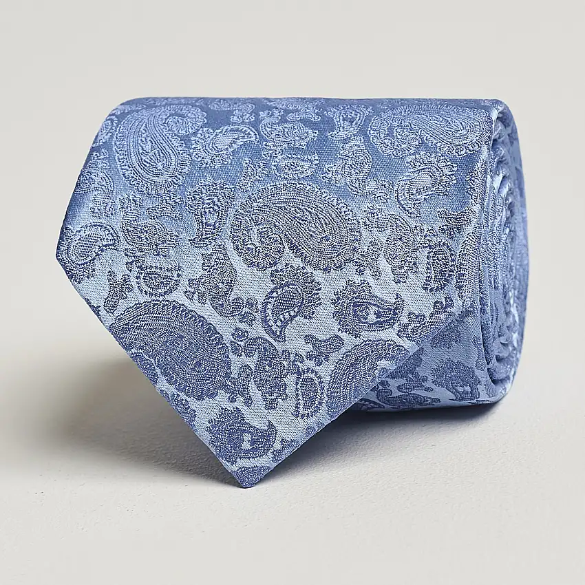 Silk Tonal Paisley Tie 8 cm Sky Blue
