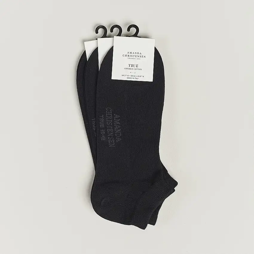 3-Pack True Cotton Sneaker Socks Black