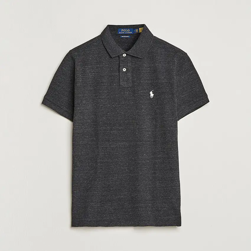 Custom Slim Fit Polo Black Marl Heather