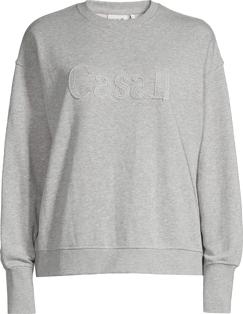 Casall Women's Terry Spring Graphic Crew Grey Melange
