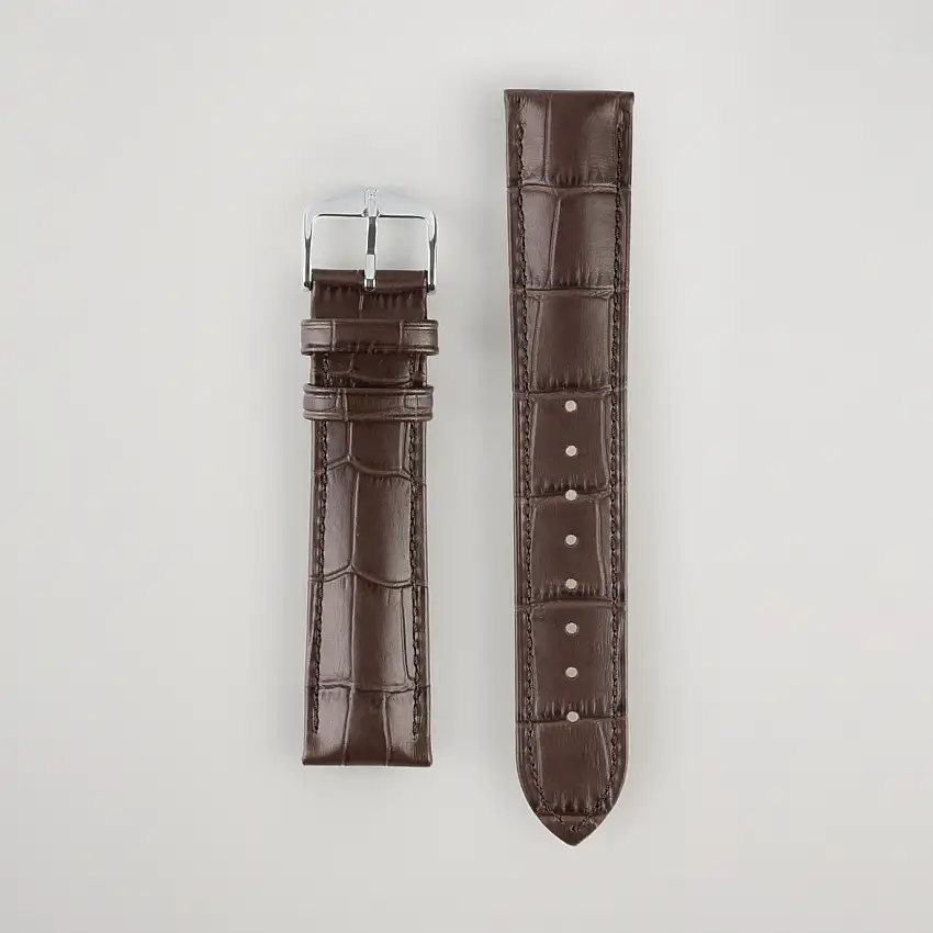 Duke Embossed Leather Watch Strap Brown