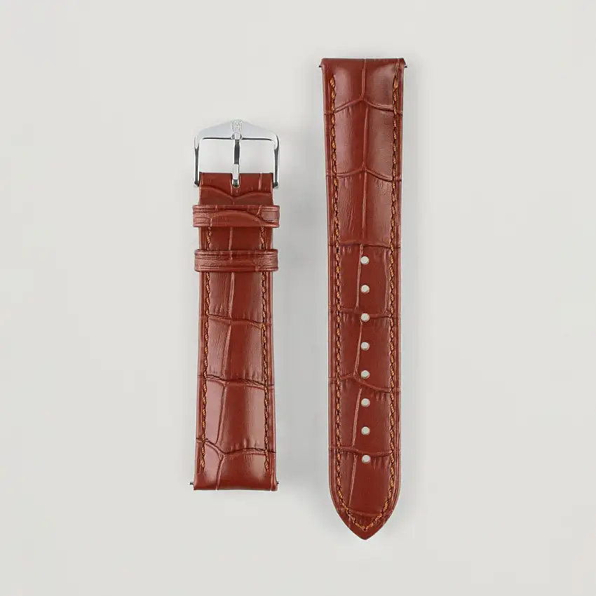 Duke Embossed Leather Watch Strap Golden Brown