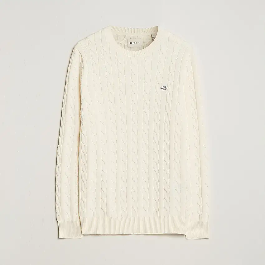 Cotton Cable Crew Neck Cream