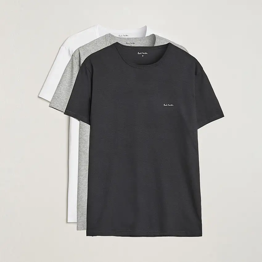 3-Pack Crew Neck T-Shirt Black/Grey/White
