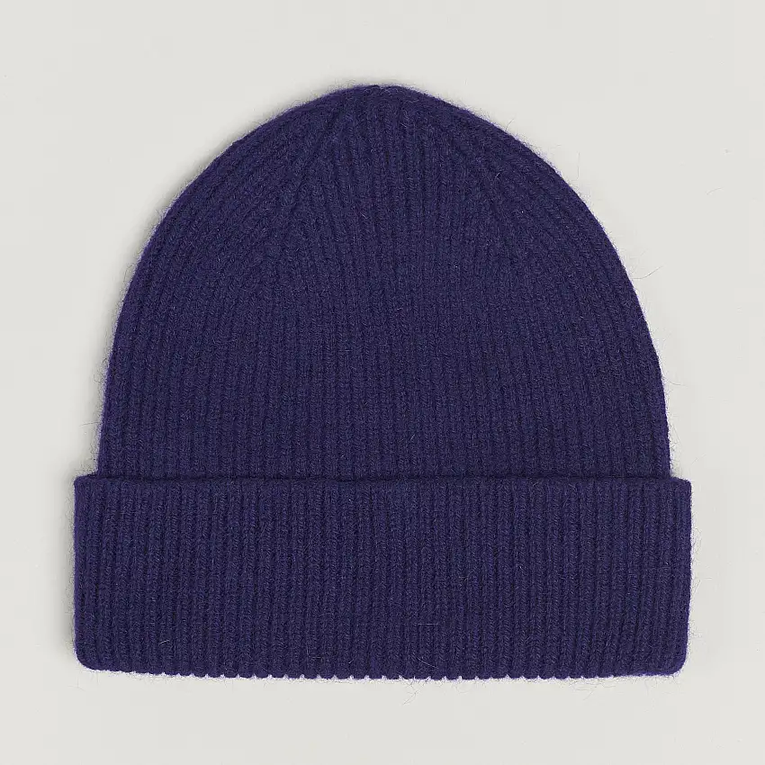 Lambswool/Caregora Beanie Indigo