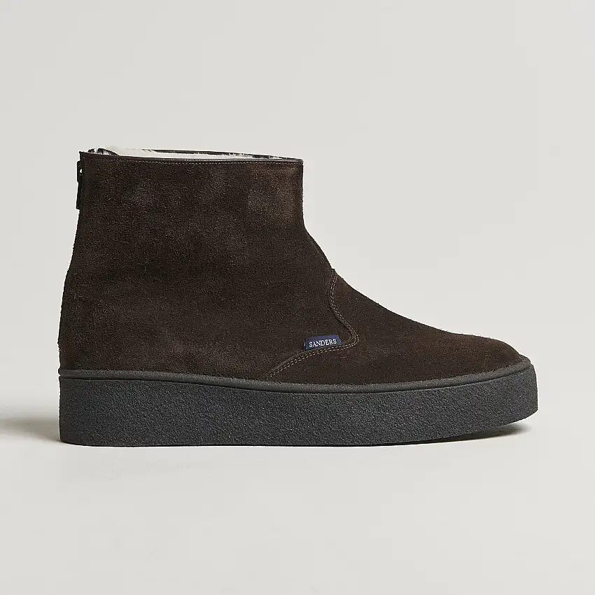 Sherling Lined Suede Curling Boot Chocolate