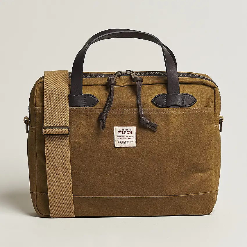 Tin Cloth Compact Briefcase Dark Tan