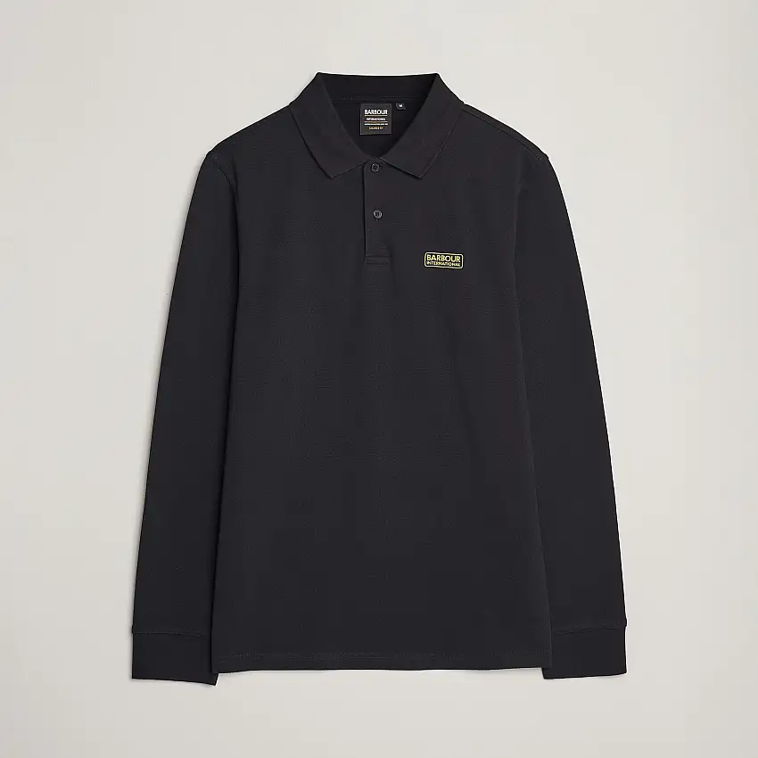 Essential Long Sleeve Polo Black