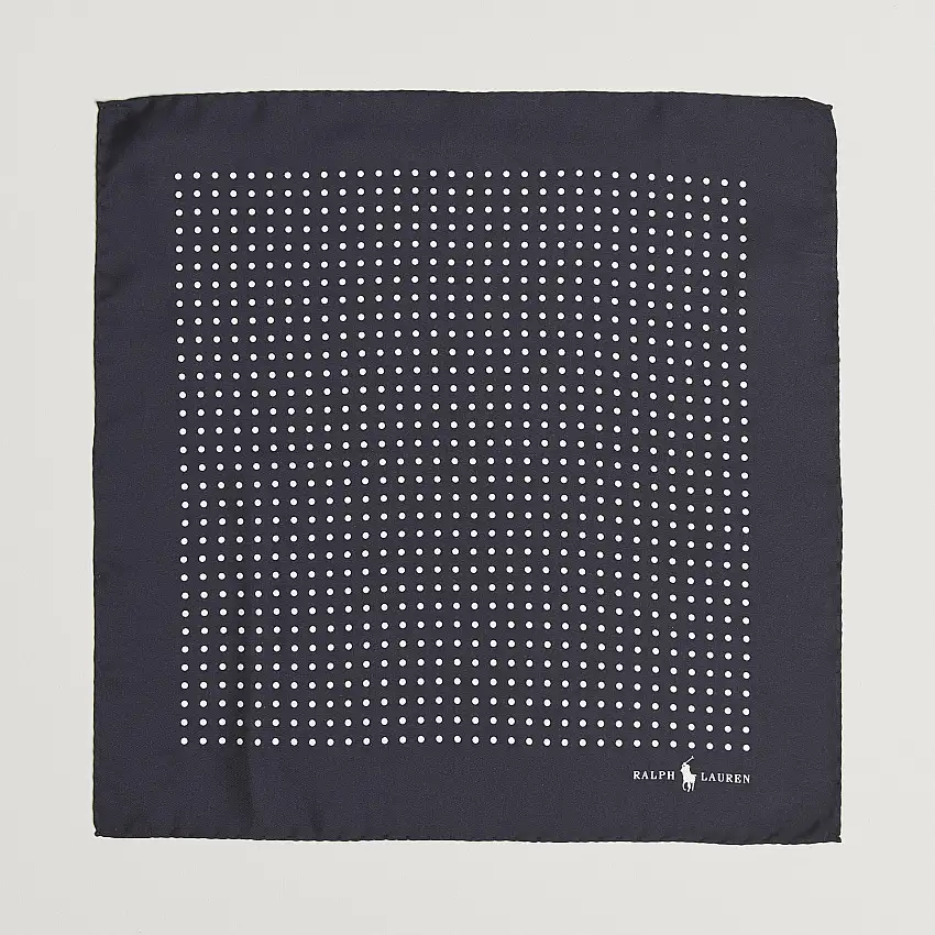 Silk Dot Pocket Square Navy/White