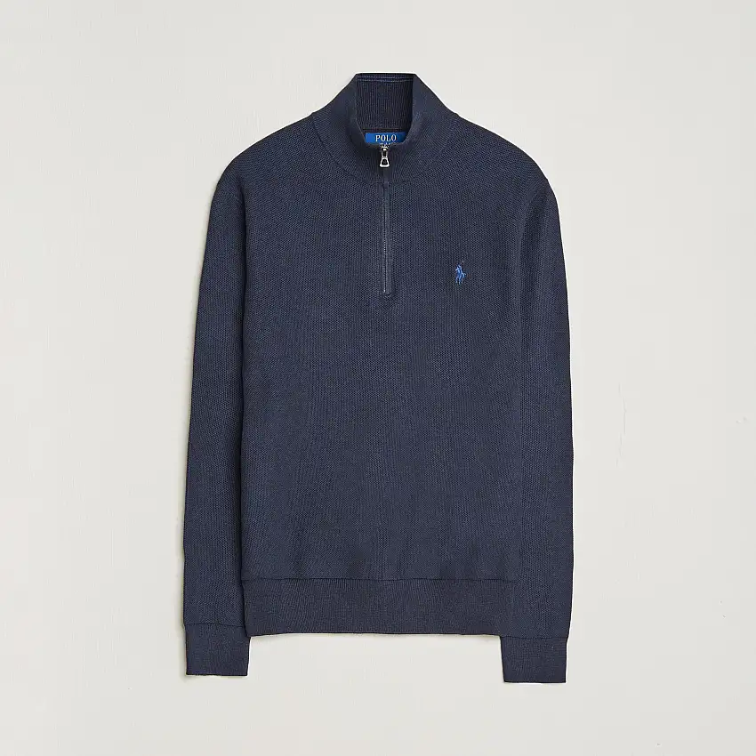 Textured Half Zip Navy Heather