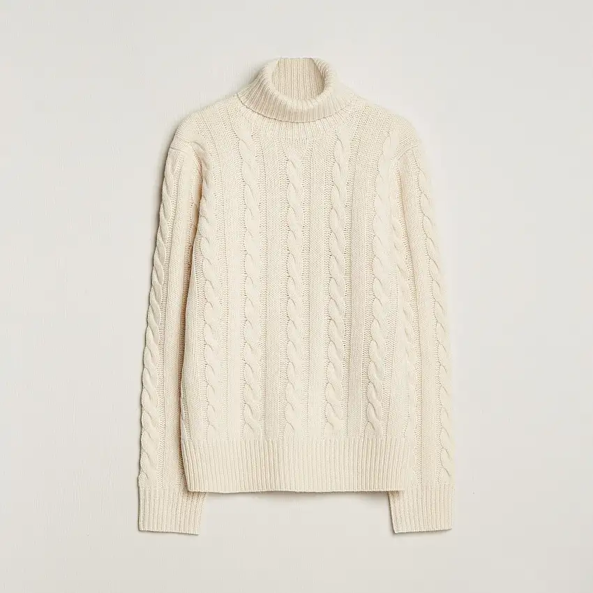 Wool/Cashmere Cable Rollneck Andover Cream