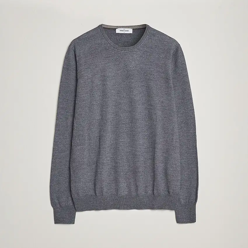 Merino Fashion Fit Crew Neck Pullover Grey Melange