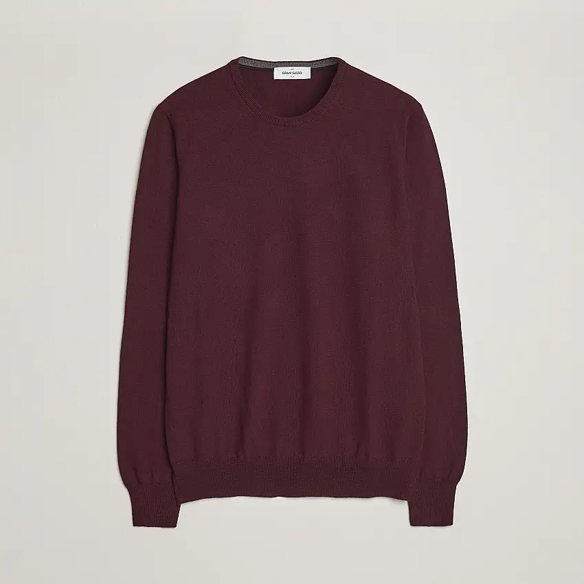 Merino Fashion Fit Crew Neck Pullover Burgundy
