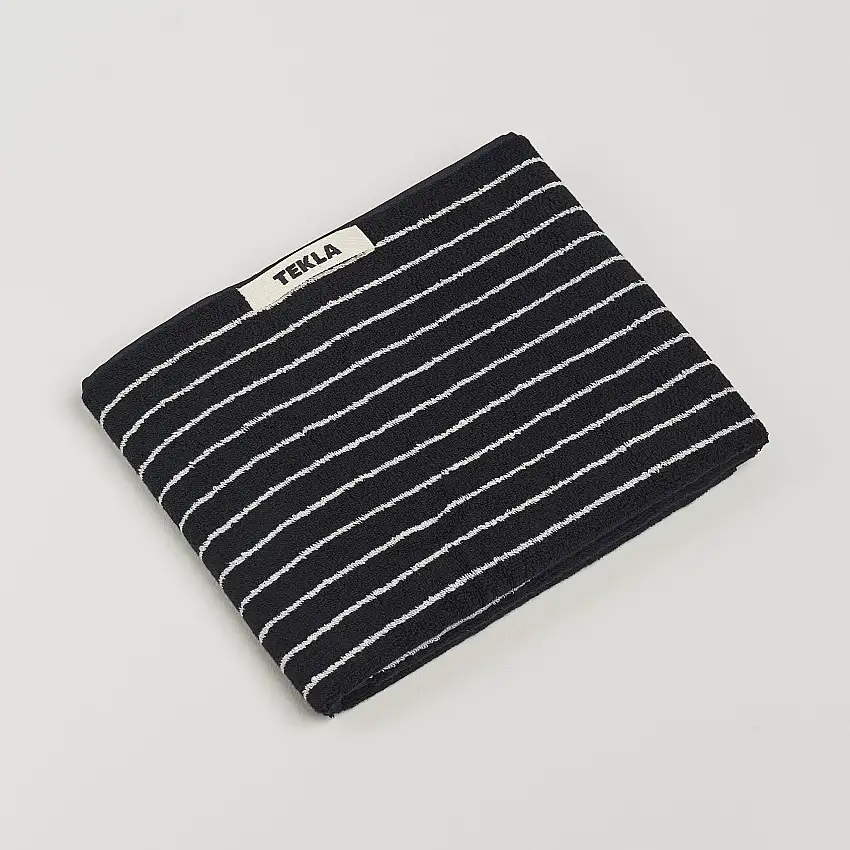 Organic Terry Hand Towel Black Stripe