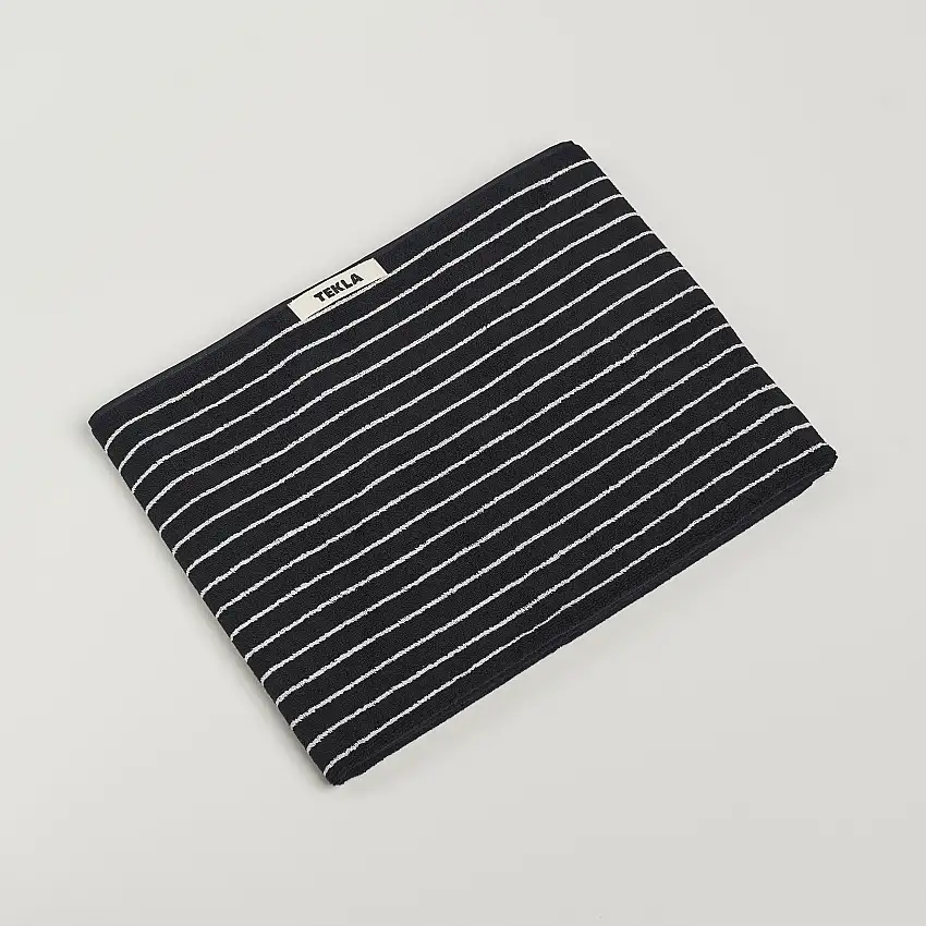 Organic Terry Bath Towel Black Stripe