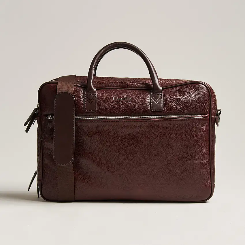 Westminster Grain Leather Briefcase Dark Brown