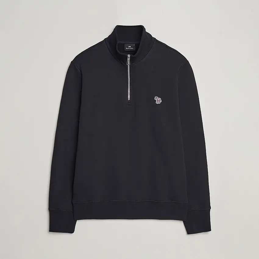 Zebra Organic Cotton Sweat Half Zip Black