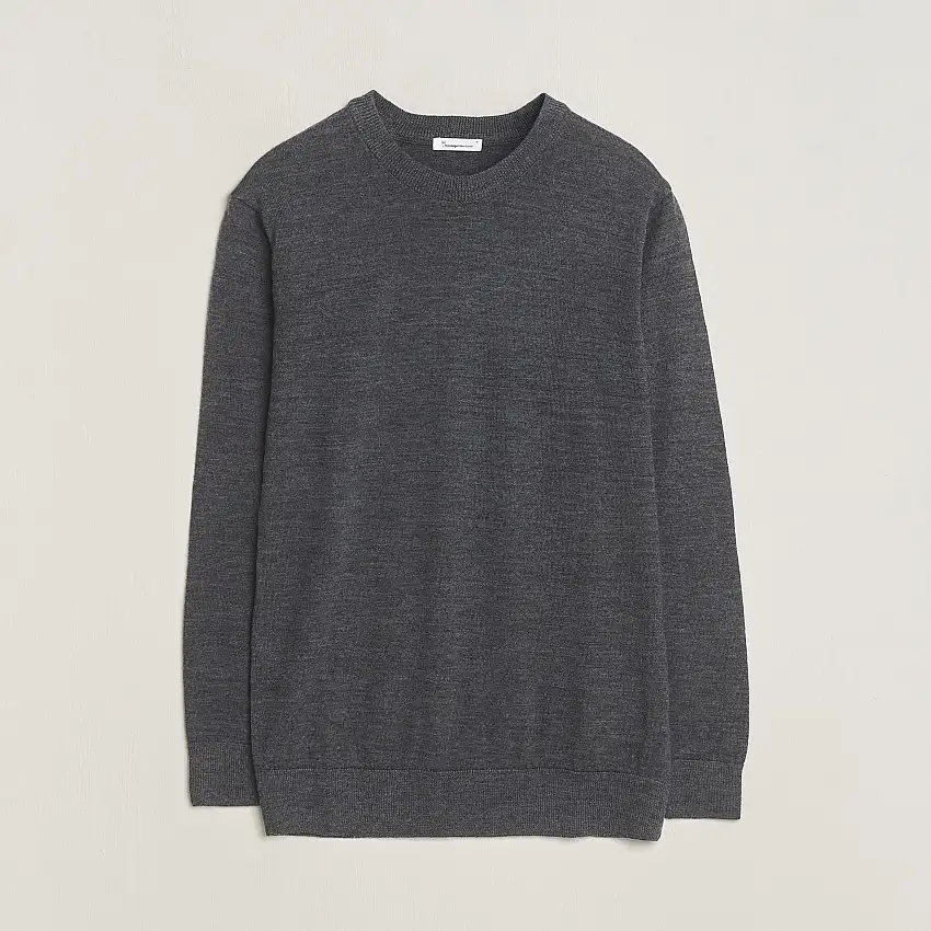 Regular Merino Knit Crew Neck Dark Grey Melange