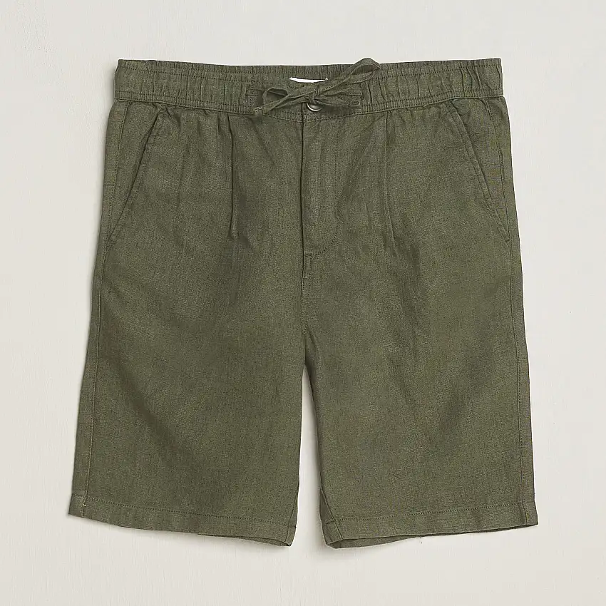 Loose Linen Shorts Burnt Olive