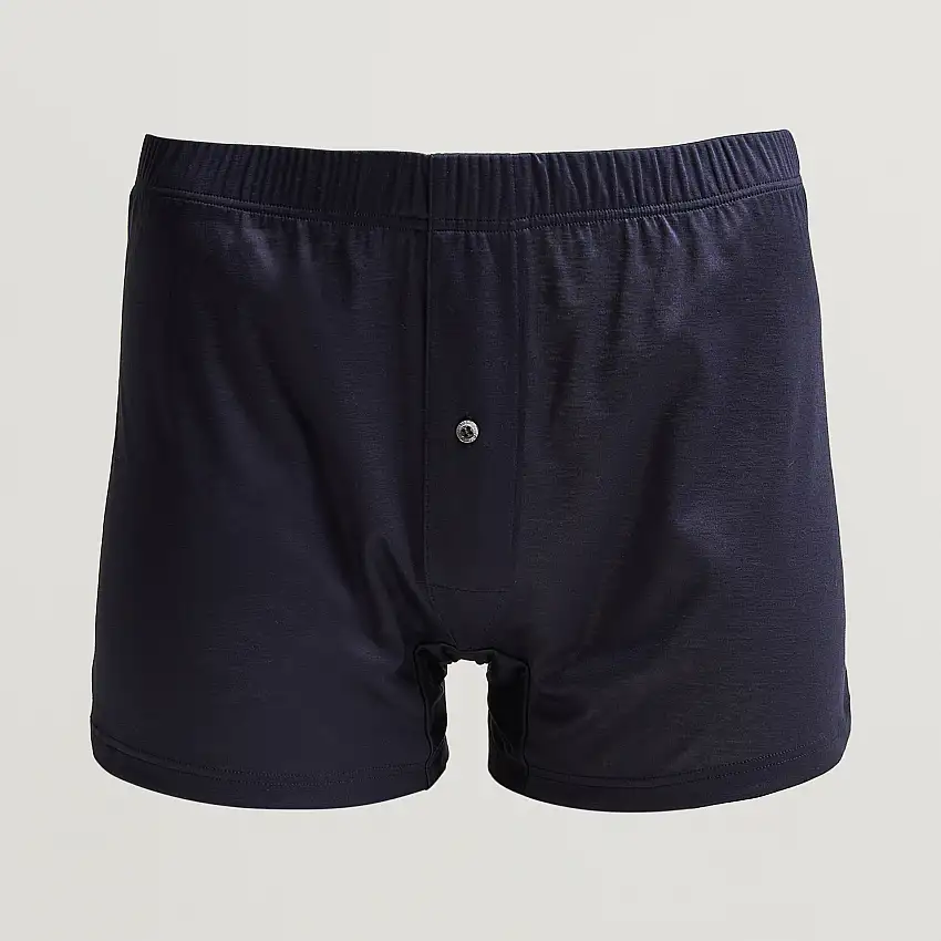 Sea Island Cotton Boxer Shorts Navy