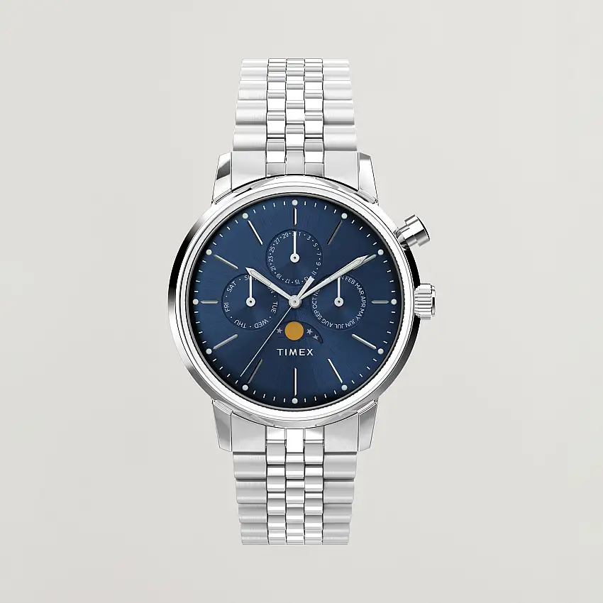 Marlin Moon Phase Quartz Steel 40mm Blue Dial